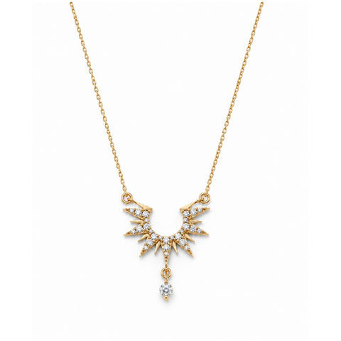 White Sun Tie Necklace - Gold plated