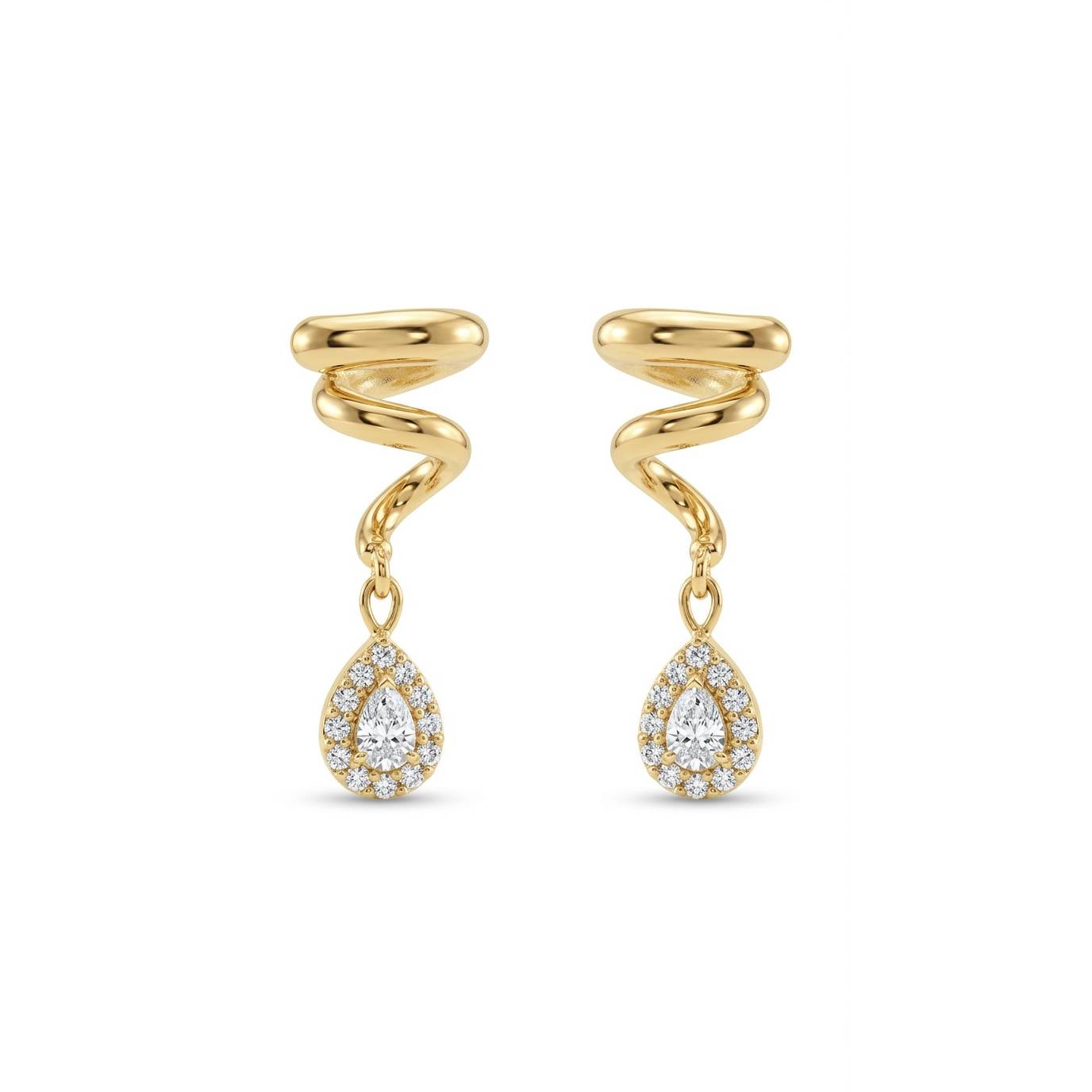 Twist & Drop Pair Earrings - Gold Plated