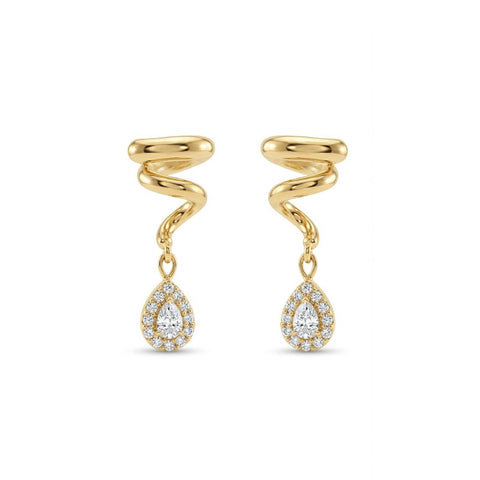 Twist & Drop Pair Earrings - Gold Plated