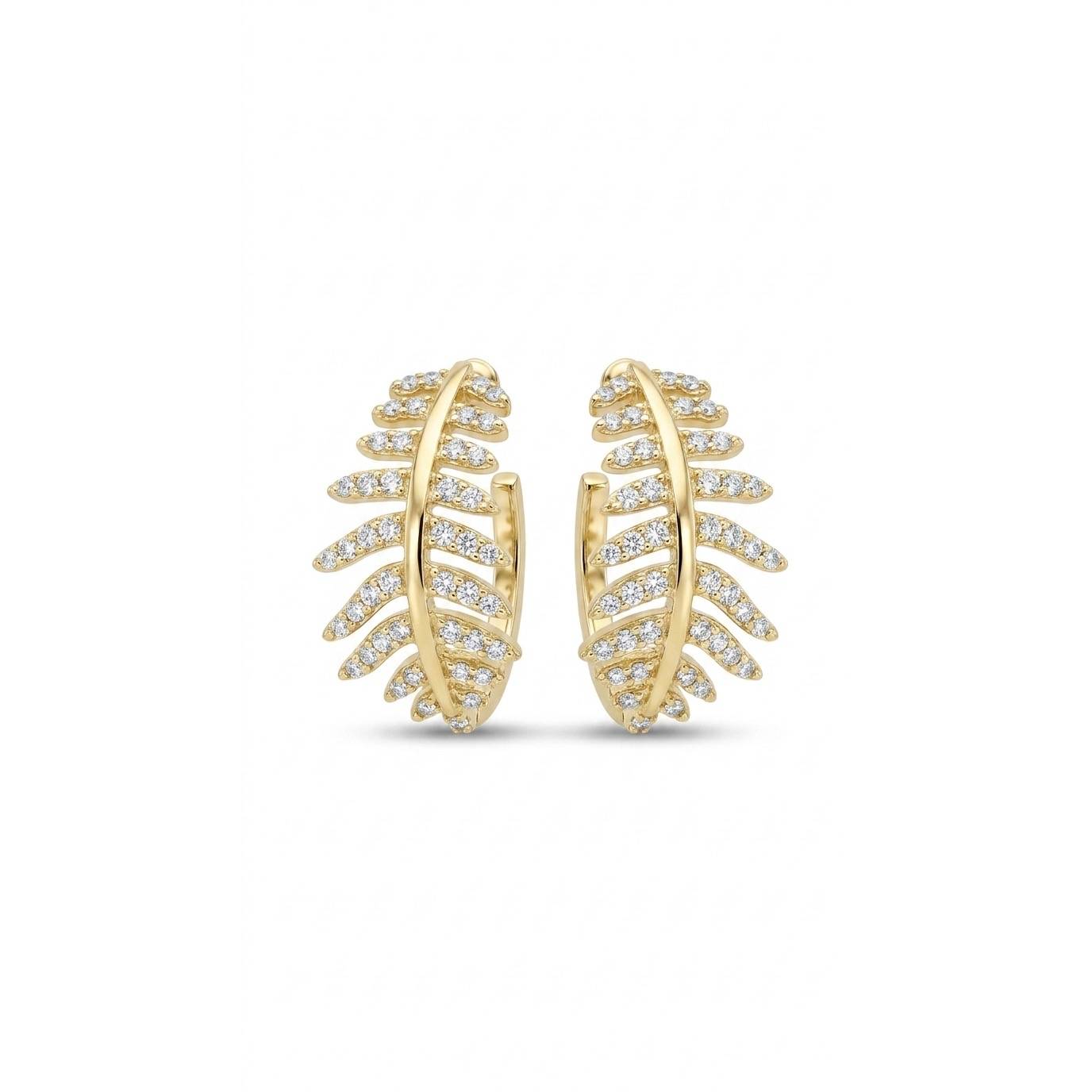 Feather Hoop Earrings  - Gold Plated