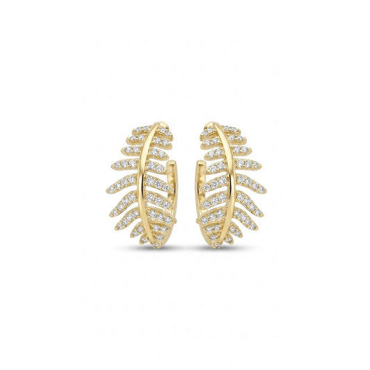 Feather Hoop Earrings  - Gold Plated