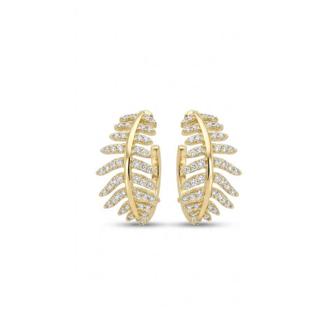 Feather Hoop Earrings  - Gold Plated