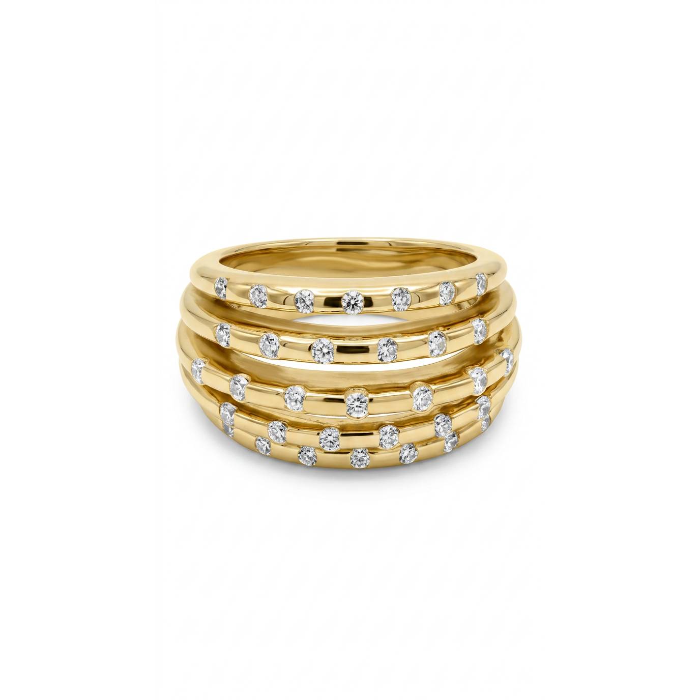White Stardust Flow Ring - Gold Plated