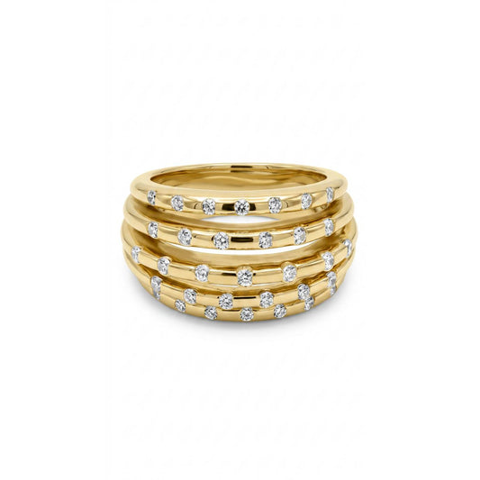 White Stardust Flow Ring - Gold Plated
