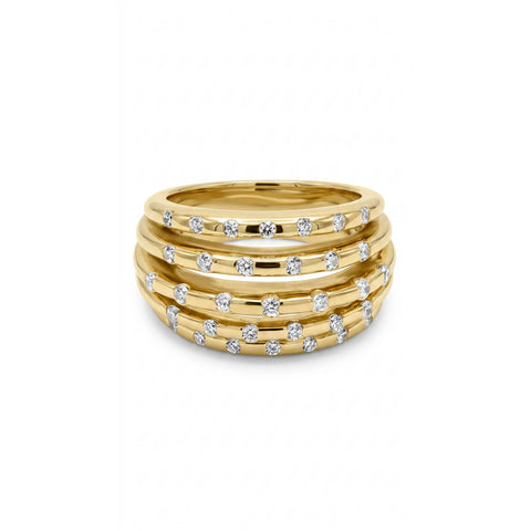 White Stardust Flow Ring - Gold Plated