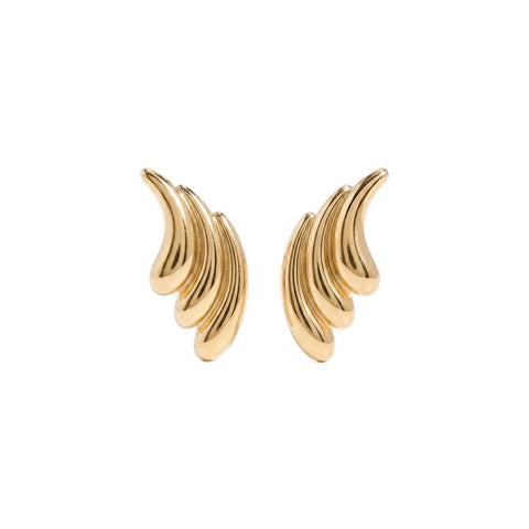 Solid Feathers Pair Earrings - Gold Plated