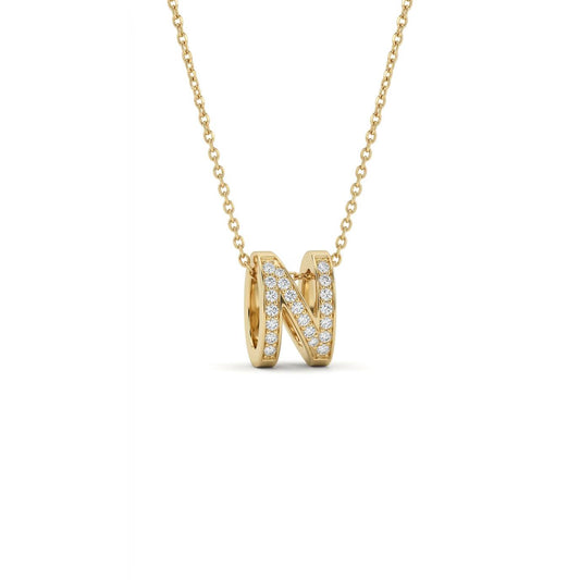 3D Initial Necklace  - Gold Plated