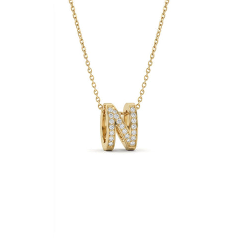 3D Initial Necklace  - Gold Plated