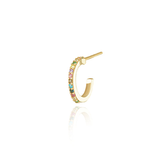 Rainbow Single Hoop Earrings - Gold Plated