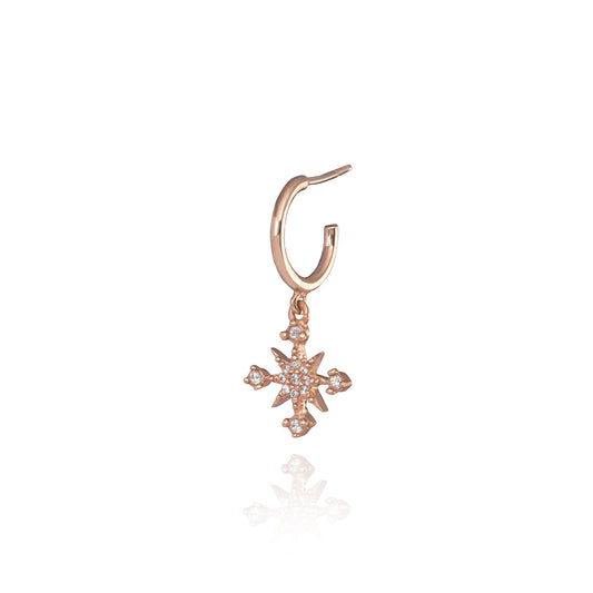 Star Single Hoop Earring - Pink Gold Plated