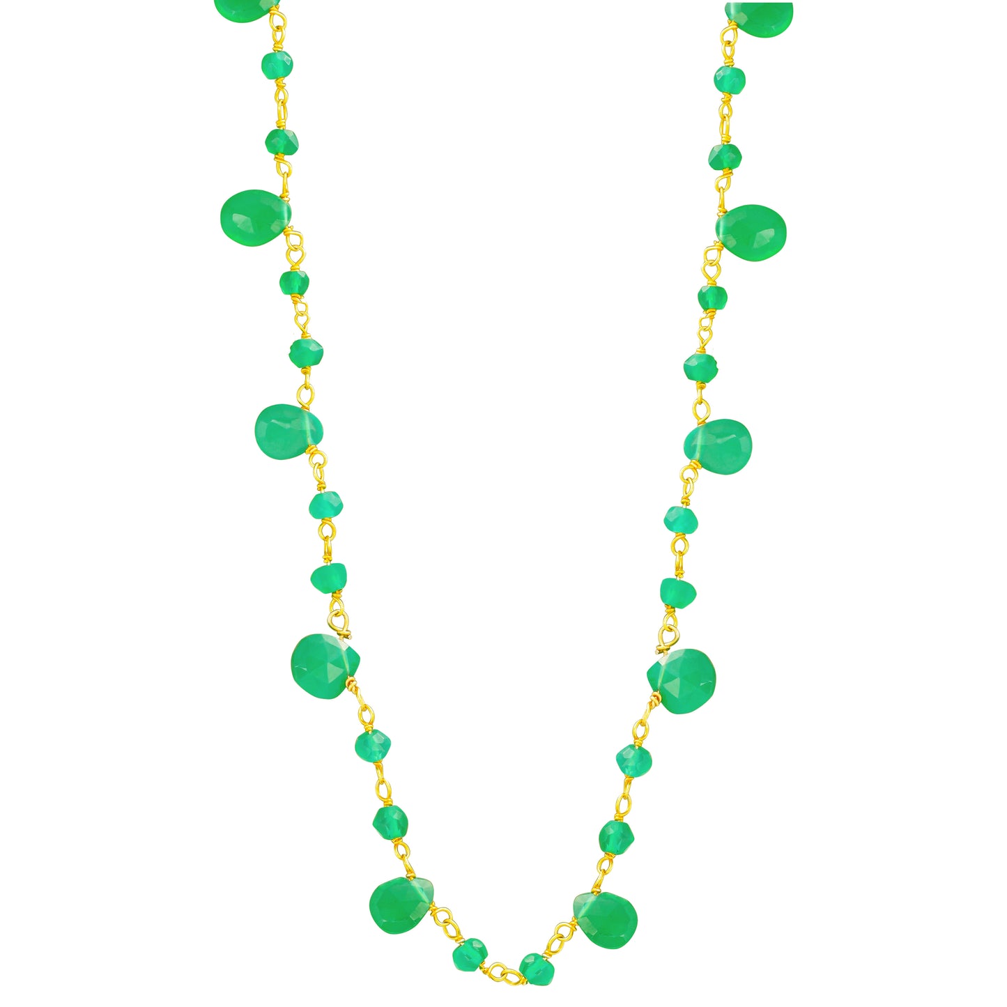 Green Onyx Necklace  - Gold Plated