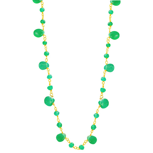 Green Onyx Necklace - Gold Plated