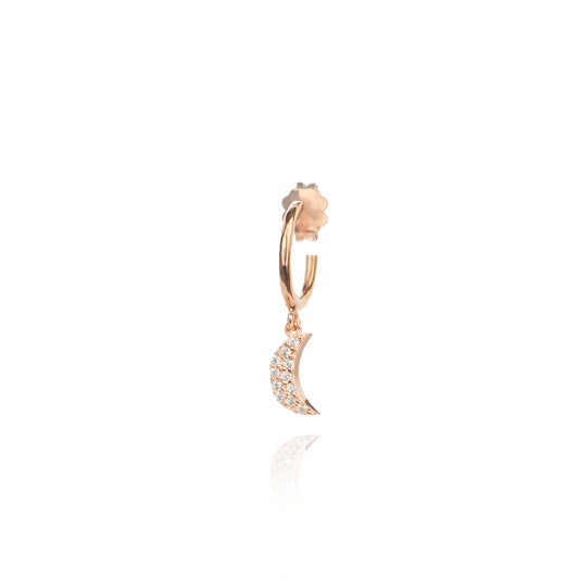 Moon Single Hoop Earring - Pink Gold Plated