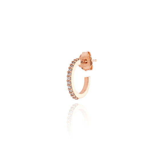 Hoop With Stones Earring - Pink Gold Plated