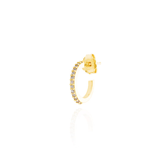 Hoop With Stones Single Earring - Gold Plated