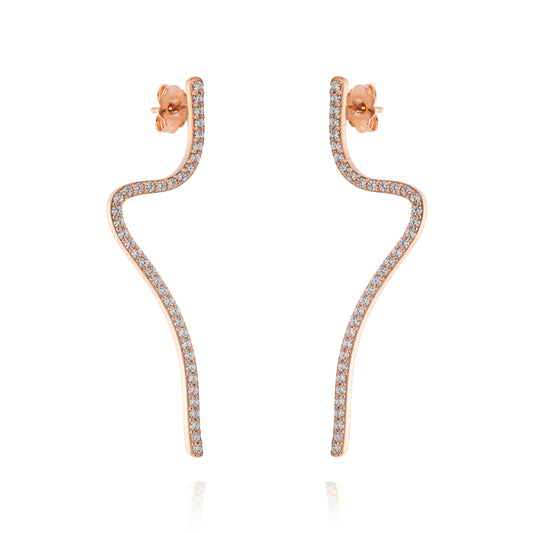 Snake Pair Earrings - Pink Gold Plated
