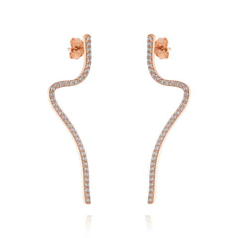 Snake Pair Earrings - Pink Gold Plated
