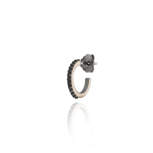 Hoop Single Earring with stone - Black Rhodium