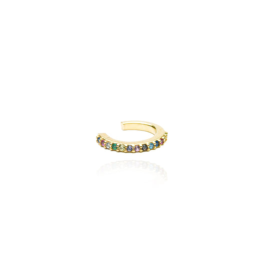 Rainbow Hoops Single Ear Cuff- Gold Plated