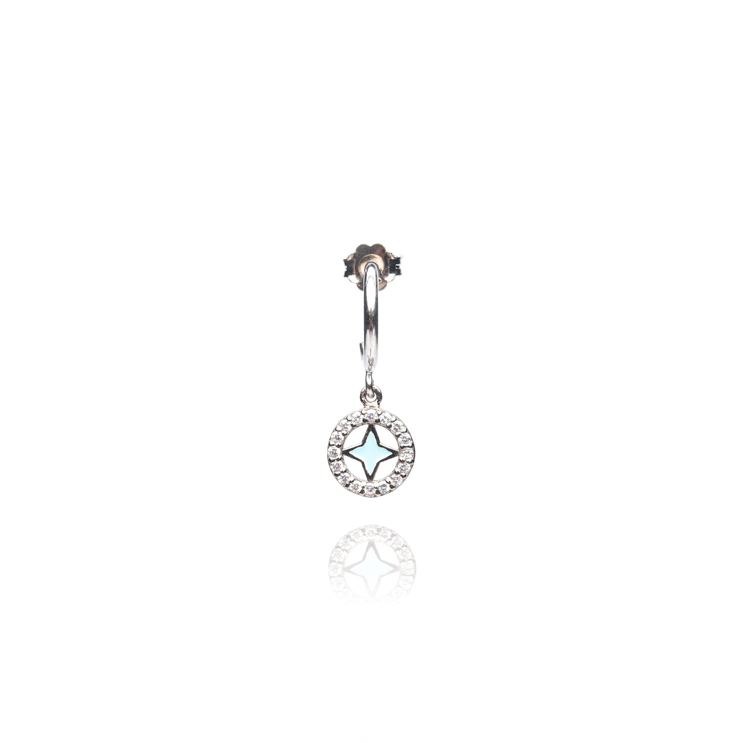 Turquoise Cross Single Hoop Earring - Antique