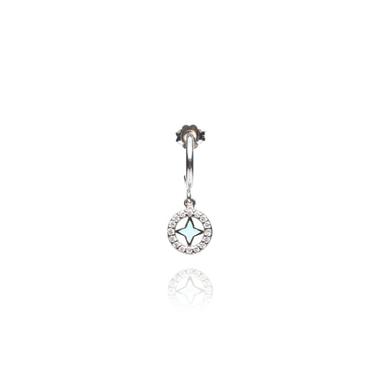Turquoise Cross Single Hoop Earring - Antique