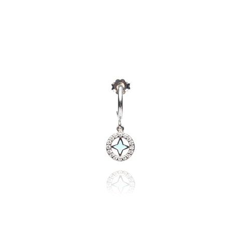 Turquoise Cross Single Hoop Earring - Antique