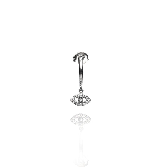 Mini Evil Eye Single Hoop Earring - Antique