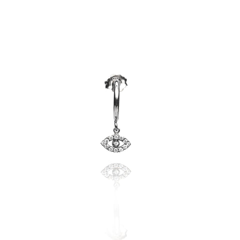 Mini Evil Eye Single Hoop Earring - Antique