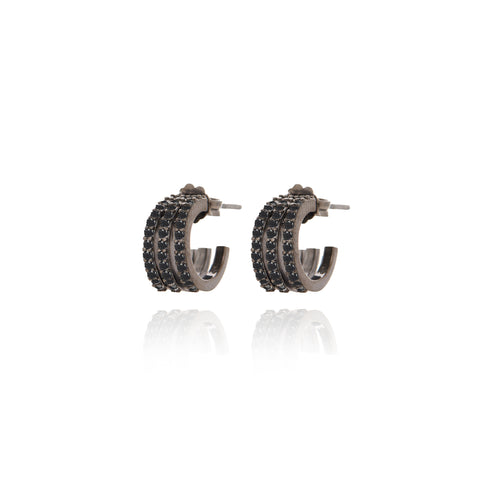 Triple Pair Hoops Earrings - Black Rhodium Plated