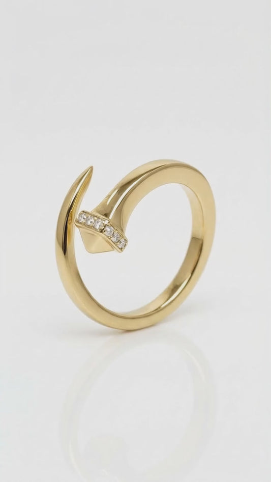 Horseshoe Nails Ring - Gold Plated