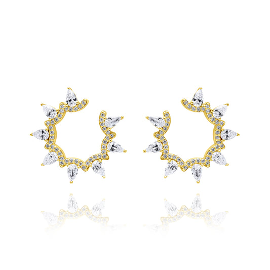 Teardrops Circle Pair Earrings - Gold Plated