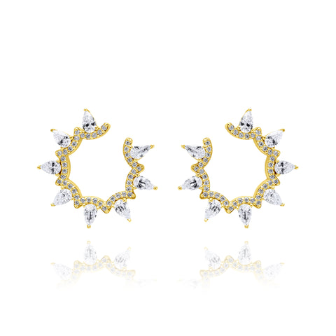 Teardrops Circle Pair Earrings - Gold Plated