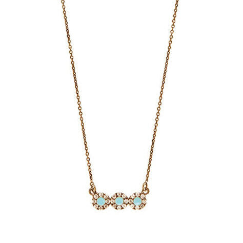 Turquoise Circle Necklace  - Pink Gold Plated
