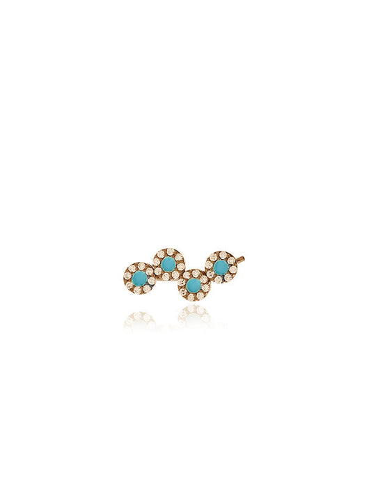 Turquoise Circle Single Ear cuff - Pink Gold Plated