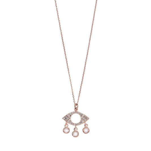 Eye Drops Necklace - Pink gold plated