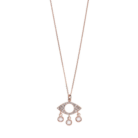 Eye Drops Necklace - Pink gold plated