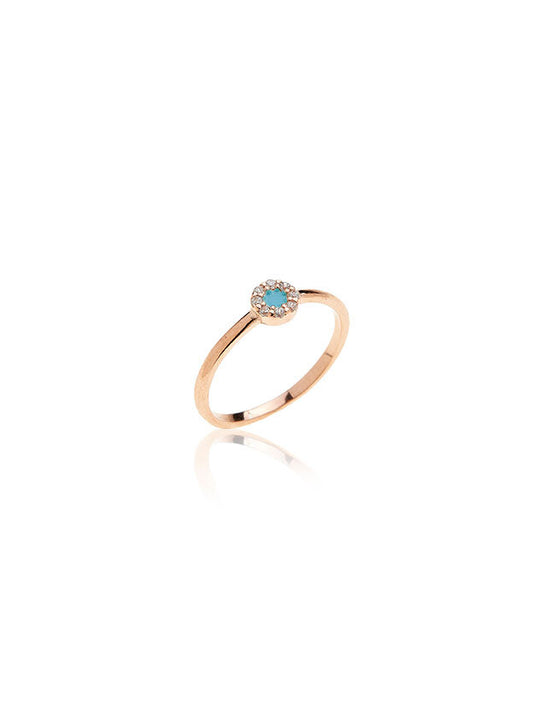 Turquoise Circle Ring - Pink Gold Plated
