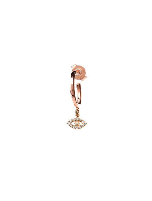 Mini Evil Eye Single Hoop Earring - Pink Gold Plated