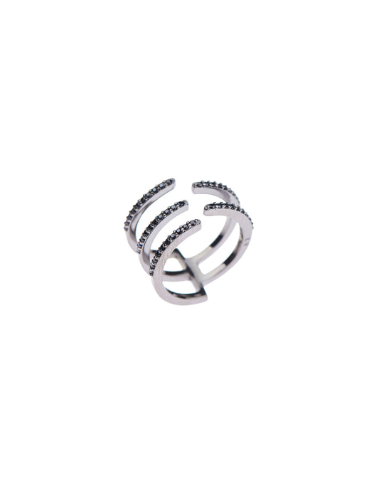 Linear Ring - black rhodium plated