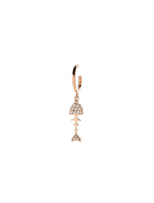 Herringbone Single Earring - Pink Gold Plated