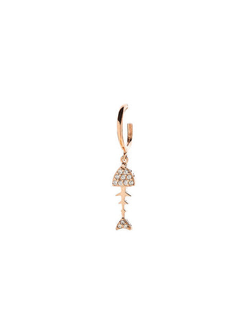 Herringbone Single Earring - Pink Gold Plated