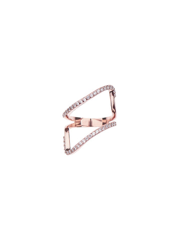 Rectangle Ring - Pink Gold Plated