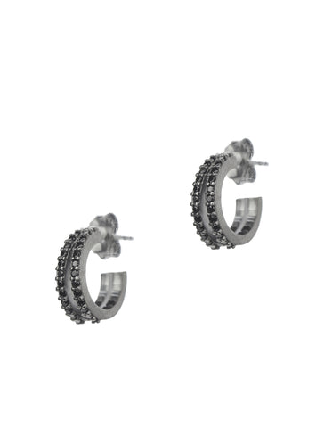 Double Pair Hoops earrings - Black Rhodium