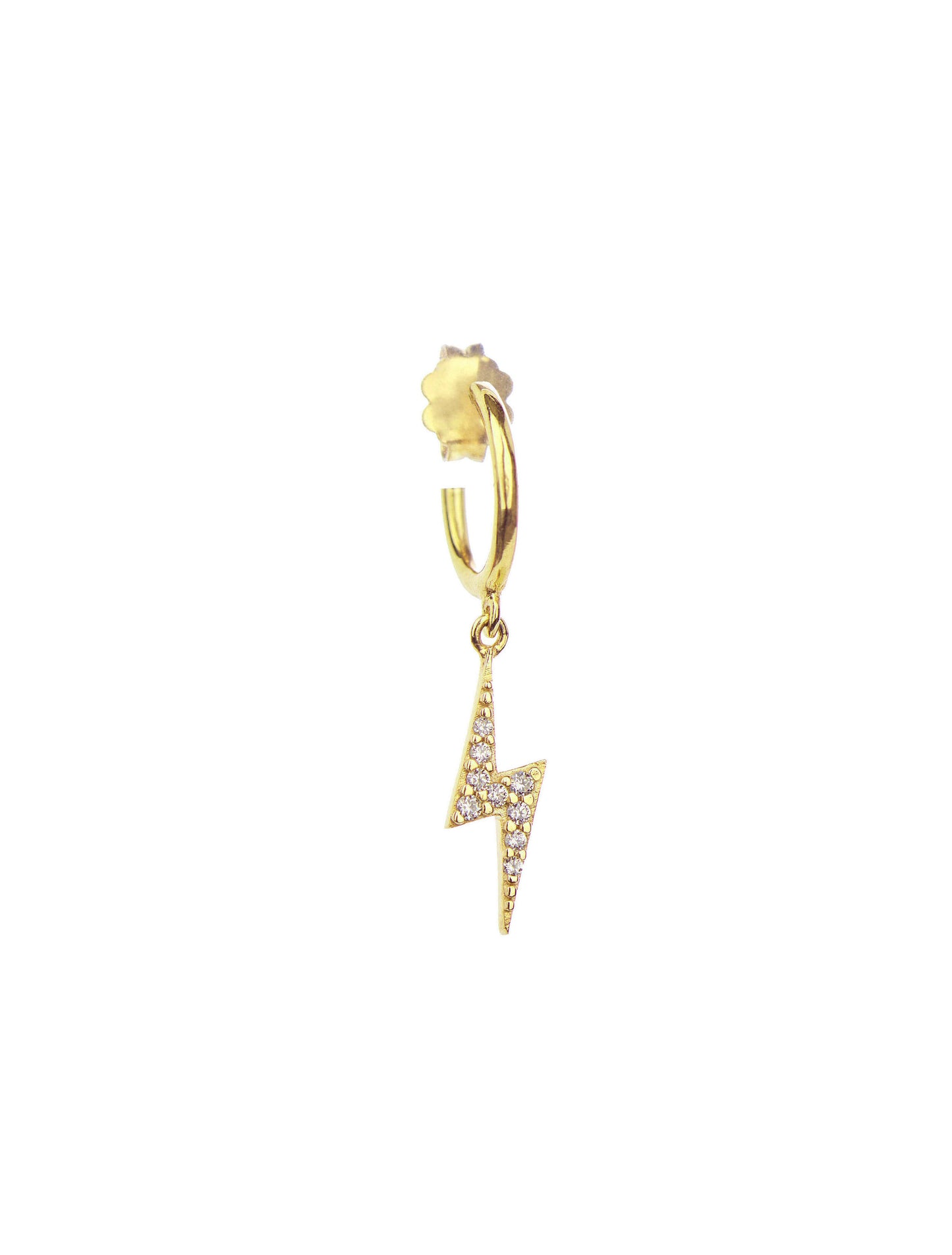 Lightning Single Hoop Earring With Stones - Gold Plated