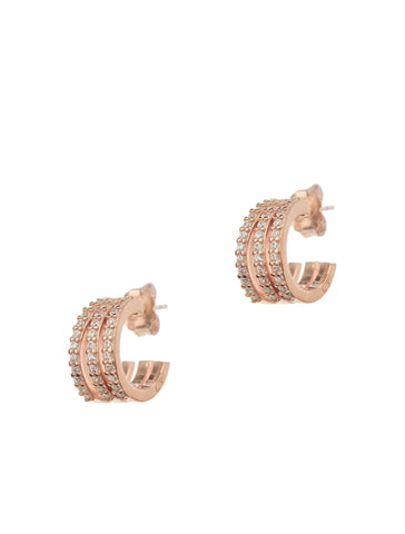 Triple Pair Hoops Earrings - Pink Gold Plated
