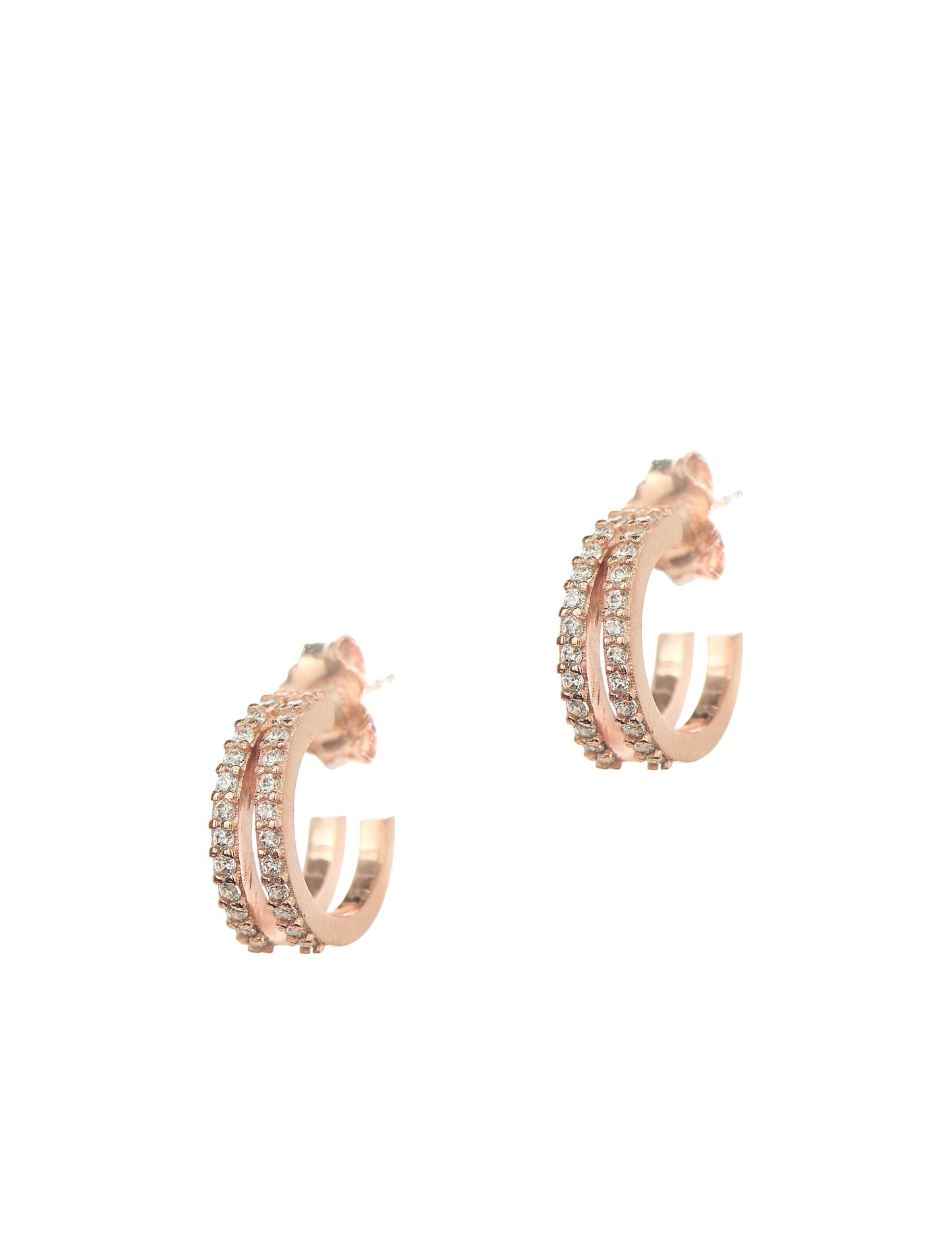 Double Pair Hoops earrings - Pink Gold Plated
