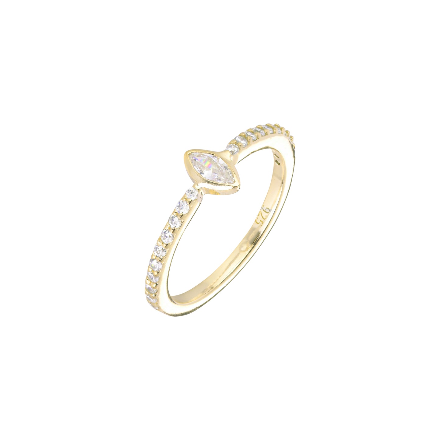 White Naveta Ring - Gold Plated