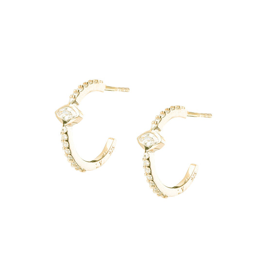 Naveta Pair Hoop Earrings - Gold Plated