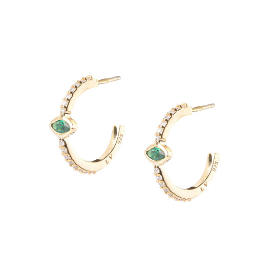 Emerald Naveta Pair Earrings - Gold Plated