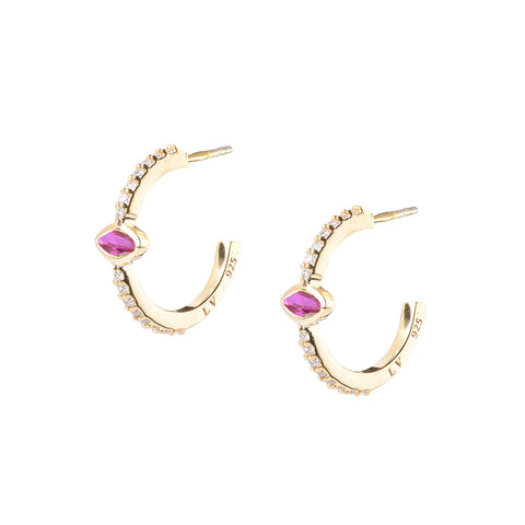 Ruby Naveta Pair Earrings - Gold Plated